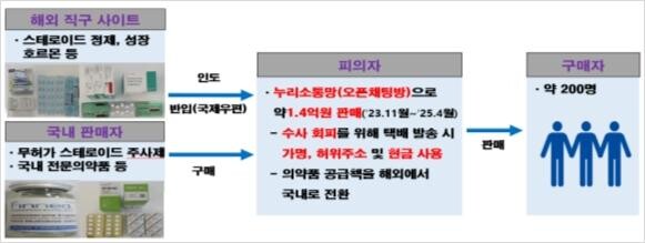 불법 의약품 수입 · 유통 모식도