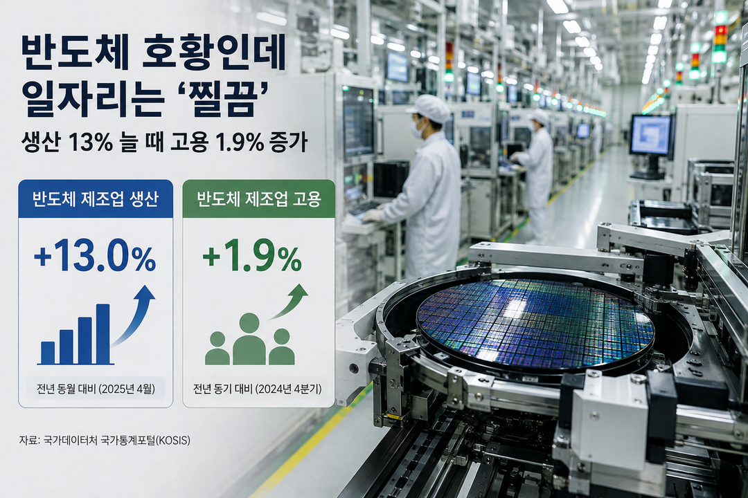 반도체 호황인데 일자리는 '찔끔'…생산 13% 늘 때 고용 1.9% 증가