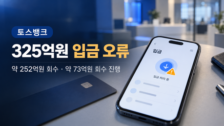 토스뱅크 325억원 입금 오류…약 73억원 회수 진행